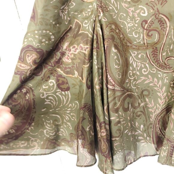 Lauren Ralph Lauren Skirt Womens 12P Silk Paisley Grunge Pleated Goblincore - Picture 3 of 8